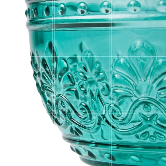 ❤️ New Pioneer Woman Cassie Teal Embossed Bowls Set - Picture 4 of 5